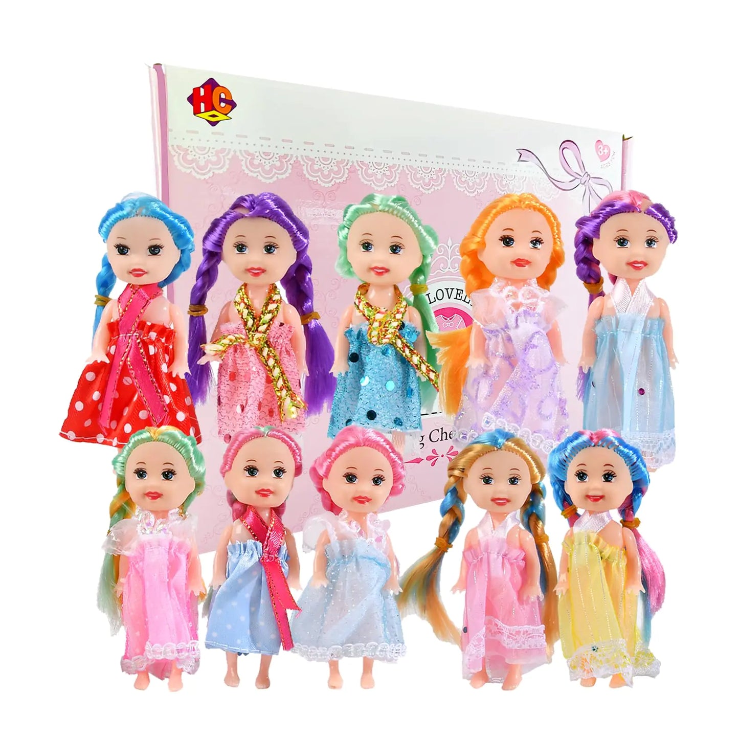 Mini Baby Dolls with Handmade Outfits – 10-Pack